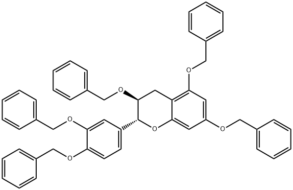 (2R,3S)-2-[3,4-ビス(フェニルメトキシ)フェニル]-3,4-ジヒドロ-3,5,7-トリス(フェニルメトキシ)-2H-1-ベンゾピラン 化学構造式
