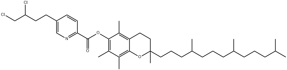 [2,5,7,8-tetramethyl-2-(4,8,12-trimethyltridecyl)chroman-6-yl] 5-(3,4- dichlorobutyl)pyridine-2-carboxylate 化学構造式