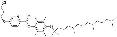 [2,5,7,8-tetramethyl-2-(4,8,12-trimethyltridecyl)chroman-6-yl] 5-(3-ch loropropylsulfanyl)pyridine-2-carboxylate Structure