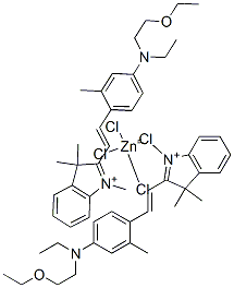 bis[2-[2-[4-[(2-ethoxyethyl)ethylamino]-o-tolyl]vinyl]-1,3,3-trimethyl-3H-indolium] tetrachlorozincate Structure