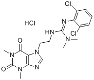 7-(2-(2-(2,6-Dichlorophenyl)-3,3-dimethylguanidino)ethyl)theophylline  hydrochloride,85461-01-4,结构式
