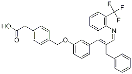Benzeneacetic acid, 4-[[3-[3-(phenylMethyl)-8-(trifluoroMethyl)-4-quinolinyl]phenoxy]Methyl]- Structure