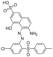 6-アミノ-5-[[5-クロロ-2-[(4-メチルフェニル)スルホニル]フェニル]アゾ]-4-ヒドロキシ-2-ナフタレンスルホン酸 化学構造式