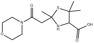 4-Thiazolidinecarboxylic acid, 2,5,5-trimethyl-2-(2-(4-morpholinyl)-2- oxoethyl)- 结构式