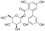 beta-D-Glucopyranose, 1-(3,3',5-trihydroxy(1,1'-biphenyl)-2-carboxylate) 化学構造式