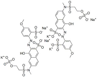 4-hydroxy-3-[(4-methoxy-2-sulphophenyl)azo]-6-[methyl[[2-(sulphooxy)ethyl]sulphonyl]amino]naphthalene-2-sulphonic acid, potassium sodium salt,85567-17-5,结构式