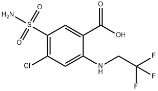 4-chloro-N-(2,2,2-trifluoroethyl)-5-sulphamoylanthranilic acid 结构式