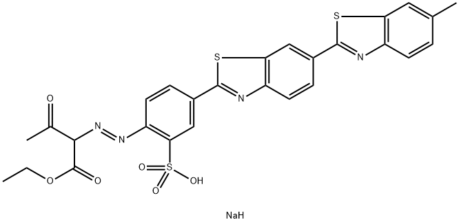 sodium 1-ethyl 2-[[4-(6-methyl-2,6'-bibenzothiazol-2'-yl)-2-sulphonatophenyl]azo]acetoacetate ,85586-71-6,结构式