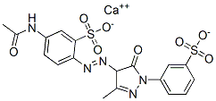 calcium 5-acetamido-2-[[4,5-dihydro-3-methyl-5-oxo-1-(3-sulphonatophenyl)-1H-pyrazol-4-yl]azo]benzenesulphonate Struktur