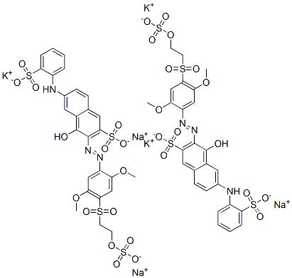 3-[[2,5-dimethoxy-4-[[2-(sulphooxy)ethyl]sulphonyl]phenyl]azo]-4-hydroxy-6-[(sulphophenyl)amino]naphthalene-2-sulphonic acid, potassium sodium salt Struktur