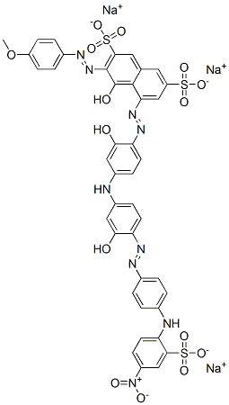 trisodium 4-hydroxy-5-[[2-hydroxy-4-[[3-hydroxy-4-[[4-[(4-nitro-2-sulphonatophenyl)amino]phenyl]azo]phenyl]amino]phenyl]azo]-3-[(4-methoxyphenyl)azo]naphthalene-2,7-disulphonate|