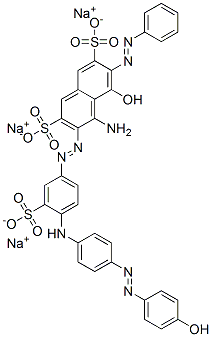 trisodium 4-amino-5-hydroxy-3-[[4-[[4-[(4-hydroxyphenyl)azo]phenyl]amino]-3-sulphonatophenyl]azo]-6-(phenylazo)naphthalene-2,7-disulphonate|