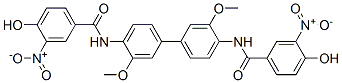 N,N'-(3,3'-dimethoxy[1,1'-biphenyl]-4,4'-diyl)bis[4-hydroxy-3-nitrobenzamide] Structure