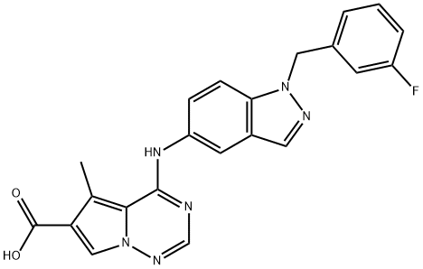 Pyrrolo[2,1-f][1,2,4]triazine-6-carboxylic acid, 4-[[1-[(3-fluorophenyl)methyl]-1H-indazol-5-yl]amino]-5-methyl-|4-[[1-[(3-氟苯基)甲基]-1H-吲唑-5-基]A氨基]-5-甲基-吡咯[2,1-F][1,2,4]三嗪-6-羧酸