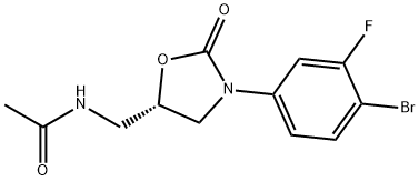 (5S)-N-[3-(4-BROMO-3-FLUOROPHENYL)-2-OXOOXAZOLIDIN-5-YLMETHYL]ACETAMIDE 化学構造式