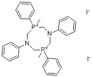 3,7-Dimethyl-1,3,5,7-tetraphenyl-1,5,3,7-diazadiphosphocinium diiodide Struktur