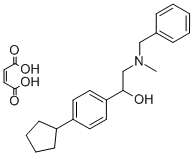 4-Cyclopentyl-alpha-((methyl(phenylmethyl)amino)methyl)benzenemethanol  hydrogen maleate 化学構造式