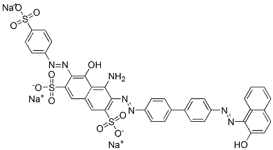 4-アミノ-5-ヒドロキシ-3-[[4′-[(2-ヒドロキシ-1-ナフタレニル)アゾ]-1,1′-ビフェニル-4-イル]アゾ]-6-[(4-スルホフェニル)アゾ]-2,7-ナフタレンジスルホン酸/ナトリウム 化学構造式