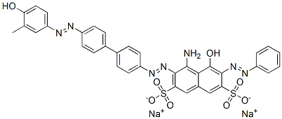 4-amino-5-hydroxy-3-[[4'-[(4-hydroxy-m-tolyl)azo][1,1'-biphenyl]-4-yl]azo]-6-(phenylazo)naphthalene-2,7-disulphonic acid, sodium salt  Struktur