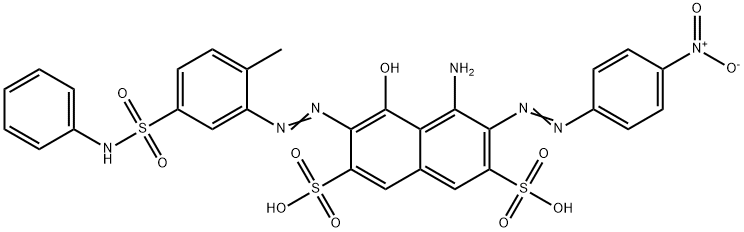 4-amino-5-hydroxy-6-[[2-methyl-5-[(phenylamino)sulphonyl]phenyl]azo]-3-[(4-nitrophenyl)azo]naphthalene-2,7-disulphonic acid,85750-18-1,结构式