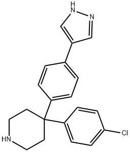 4-(4-クロロフェニル)-4-[4-(1H-ピラゾール-4-イル)フェニル]ピペリジン 化学構造式