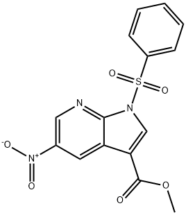 1H-Pyrrolo[2,3-b]pyridine-3-carboxylic acid, 5-nitro-1-(phenylsulfonyl)-, methyl ester Structure