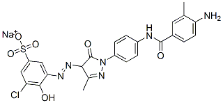 3-[[[1-[4-[(4-アミノ-3-メチルベンゾイル)アミノ]フェニル]-4,5-ジヒドロ-3-メチル-5-オキソ-1H-ピラゾール]-4-イル]アゾ]-5-クロロ-4-ヒドロキシベンゼンスルホン酸ナトリウム 化学構造式