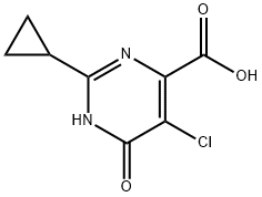 5-氯-2-环丙基-6-羟基嘧啶-4-甲酸, 858956-26-0, 结构式
