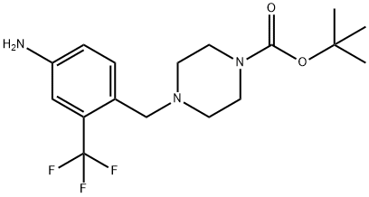 4-(4-Boc-piperazin-1-yl-methyl)-2-trifluoromethylaniline 化学構造式