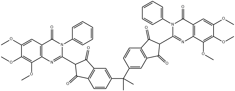 1H-Indene-1,3(2H)-dione,  5,5-(1-methylethylidene)bis[2-(3,4-dihydro-6,7,8-trimethoxy-4-oxo-3-phenyl-2-quinazolinyl)- Struktur