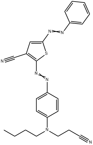 2-[4-[N-Butyl-N-(2-cyanoethyl)amino]phenylazo]-5-(phenylazo)-3-thiophenecarbonitrile Structure