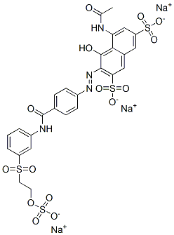 5-(acetamido)-4-hydroxy-3-[[4-[[[3-[[2-(sulphooxy)ethyl]sulphonyl]phenyl]amino]carbonyl]phenyl]azo]naphthalene-2,7-disulphonic acid, sodium salt  Structure