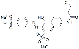 disodium 7-[(3-chloro-1-oxopropyl)amino]-4-hydroxy-3-[(4-sulphonatophenyl)azo]naphthalene-2-sulphonate Structure
