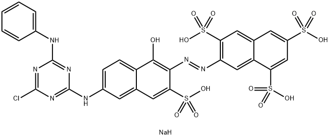 tetrasodium 7-[[6-[[4-chloro-6-(phenylamino)-1,3,5-triazin-2-yl]amino]-1-hydroxy-3-sulphonato-2-naphthyl]azo]naphthalene-1,3,6-trisulphonate Structure