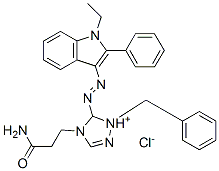 4-(3-amino-3-oxopropyl)-5-[(1-ethyl-2-phenyl-1H-indol-3-yl)azo]-1-(phenylmethyl)-1H-1,2,4-triazolium chloride Struktur