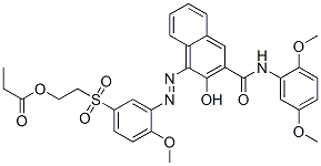 N-(2,5-dimethoxyphenyl)-3-hydroxy-4-[[2-methoxy-5-[[2-(1-oxopropoxy)ethyl]sulphonyl]phenyl]azo]naphthalene-2-carboxamide Structure