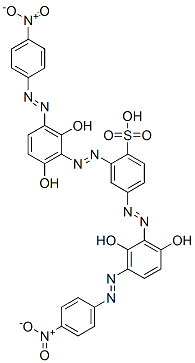 2,4-ビス[[2,6-ジヒドロキシ-3-[(4-ニトロフェニル)アゾ]フェニル]アゾ]ベンゼンスルホン酸 化学構造式