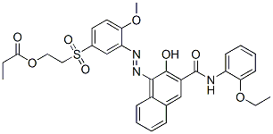 N-(2-ethoxyphenyl)-3-hydroxy-4-[[2-methoxy-5-[[2-(1-oxopropoxy)ethyl]sulphonyl]phenyl]azo]naphthalene-2-carboxamide Structure