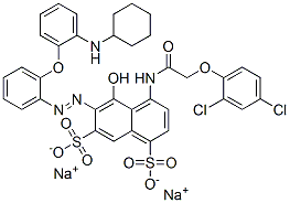 disodium 6-[[2-[2-(cyclohexylamino)phenoxy]phenyl]azo]-4-[[(2,4-dichlorophenoxy)acetyl]amino]-5-hydroxynaphthalene-1,7-disulphonate Structure