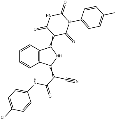 N-(p-chlorophenyl)-2-cyano-2-[2,3-dihydro-3-[tetrahydro-2,4,6-trioxo-1-p-tolylpyrimidin-5(2H)-ylidene]-1H-isoindol-1-ylidene]acetamide Structure