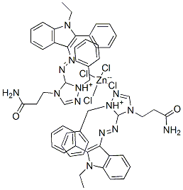 bis[4-(3-amino-3-oxopropyl)-5-[(1-ethyl-2-phenyl-1H-indol-3-yl)azo]-1-(phenylmethyl)-1H-1,2,4-triazolium] tetrachlorozincate(2-),85959-70-2,结构式