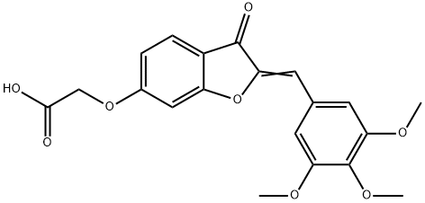 2-((3-オキソ-2-(3,4,5-トリメトキシベンジリデン)-2,3-ジヒドロベンゾフラン-6-イル)オキシ)酢酸 化学構造式