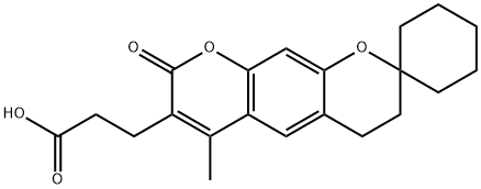 3-(2-氧代-4-甲基-螺[6,7-二氢吡喃并[5,6-G]色烯-8,1'-环己烷]-3-基)丙酸,859673-74-8,结构式