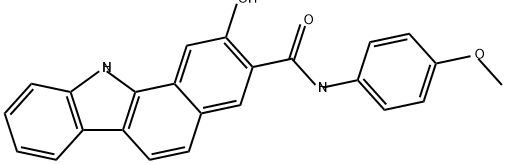 2-ヒドロキシ-N-(4-メトキシフェニル)-11H-ベンゾ[a]カルバゾール-3-カルボアミド 化学構造式