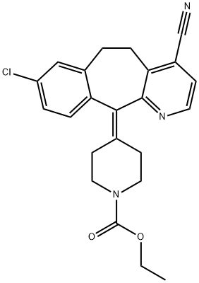 4-(8-Chloro-4-cyano-5,6-dihydro-11H-benzo[5,6]cyclohepta[1,2-b]pyridin-11-ylidene)-1-Piperidinecarboxylic Acid Ethyl Ester, 860010-33-9, 结构式