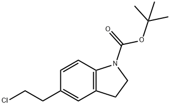1H-Indole-1-carboxylic acid, 5-(2-chloroethyl)-2,3-dihydro-, 1,1-diMethylethyl ester Struktur