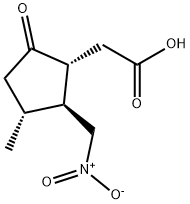 (1R-(1A,2B,3A))-(+)-3-ME-2-(NITROMETHYL)-5-OXOCYCLOPENTANEACETIC ACID, 98 化学構造式