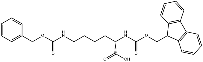 Nα-[(9H-フルオレン-9-イルメトキシ)カルボニル]-Nε-カルボベンゾキシ-L-リジン 化学構造式
