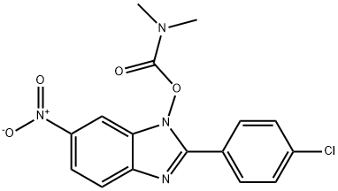 2-(4-chlorophenyl)-1-{[(dimethylamino)carbonyl]oxy}-6-nitro-1H-1,3-benzimidazole 结构式