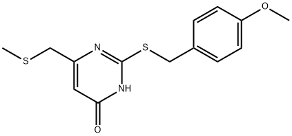 2-[(4-methoxybenzyl)sulfanyl]-6-[(methylsulfanyl)methyl]-4-pyrimidinol Struktur